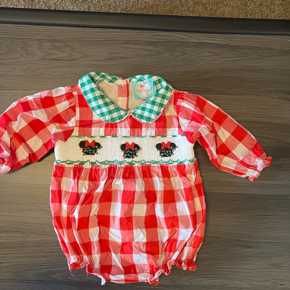 Minnie Mouse Christmas Smocked Bubble